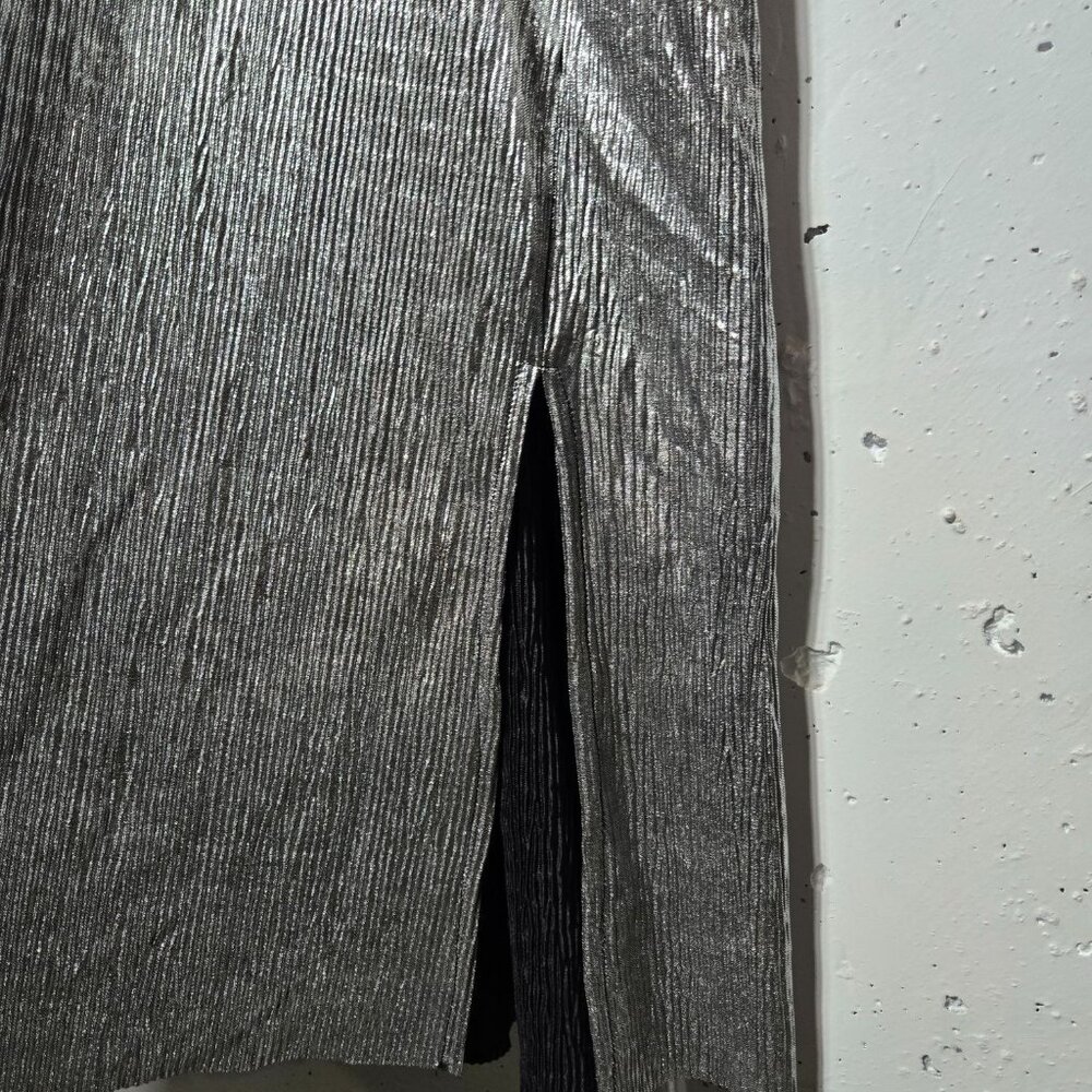 Absolutely Famous Silver Maxi Dress Plus Size 2X Holiday Metallic Faux Wrap Date - Picture 5 of 13